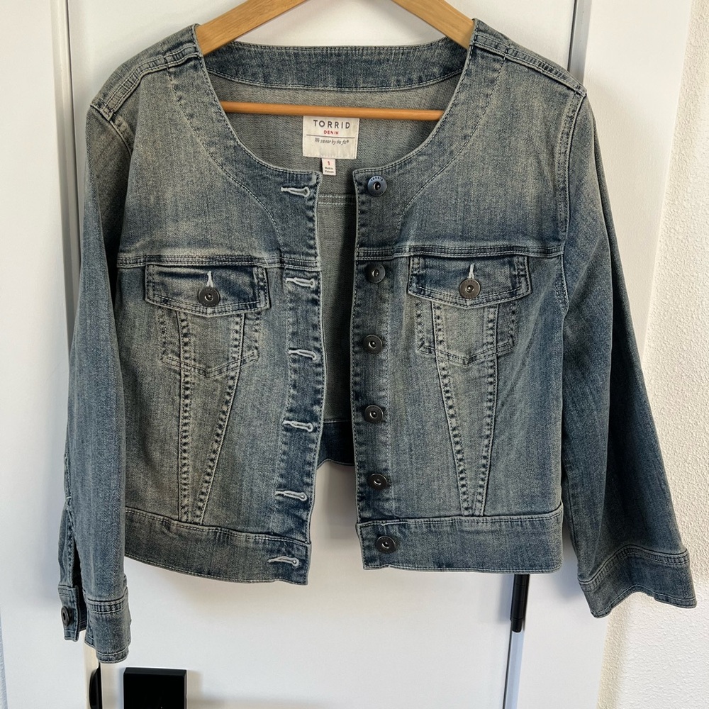 Torrid Crop Denim Jacket - size 1